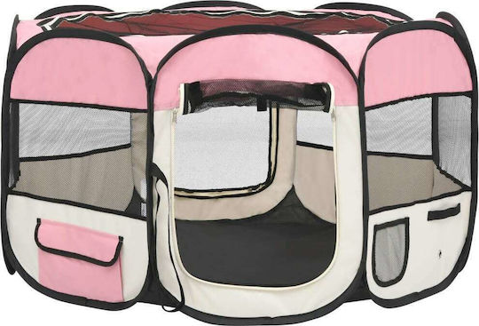 vidaXL Foldable Park Dog Folding Pink 110x110x58cm made of Fabric in Pink Color 110 x 110 x 58cm