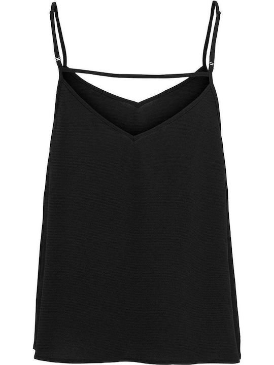 Nova Women's Summer Blouse with Straps & V Neckline Black
