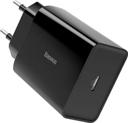 Baseus с USB-C порт и кабел USB-C - Lightning 18W Power Delivery Черен (TZCCFS-F01)
