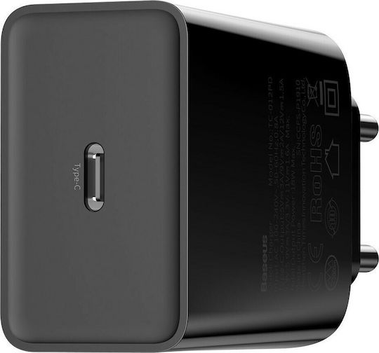 Baseus с USB-C порт и кабел USB-C - Lightning 18W Power Delivery Черен (TZCCFS-F01)