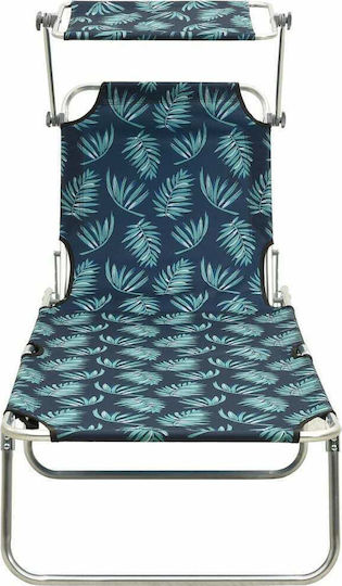 vidaXL Foldable Aluminum Beach Sunbed Green with Shader 187x57.5x27cm