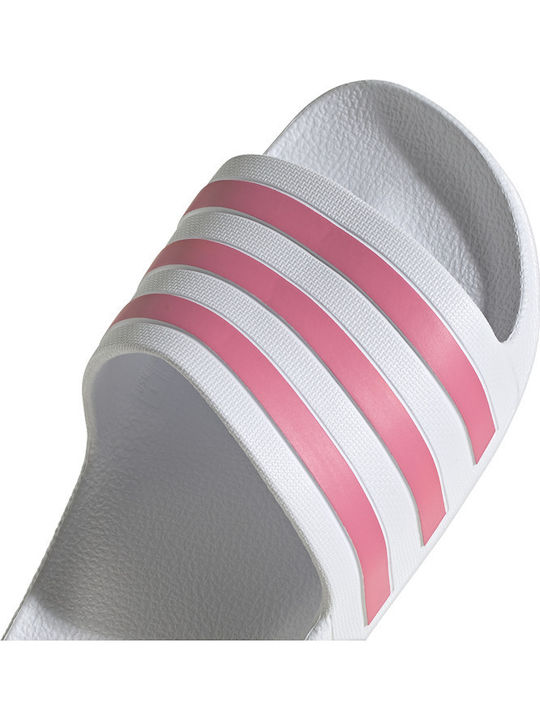 Adilette Aqua Slides in White Colour