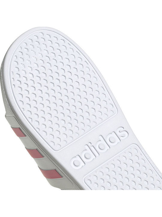 Adilette Aqua Slides in White Colour