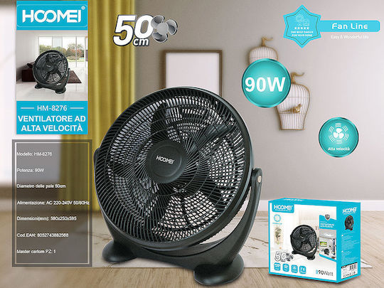 Hoomei Bodenventilator 90W Lüfterdurchmesser 45cm Schwarzer