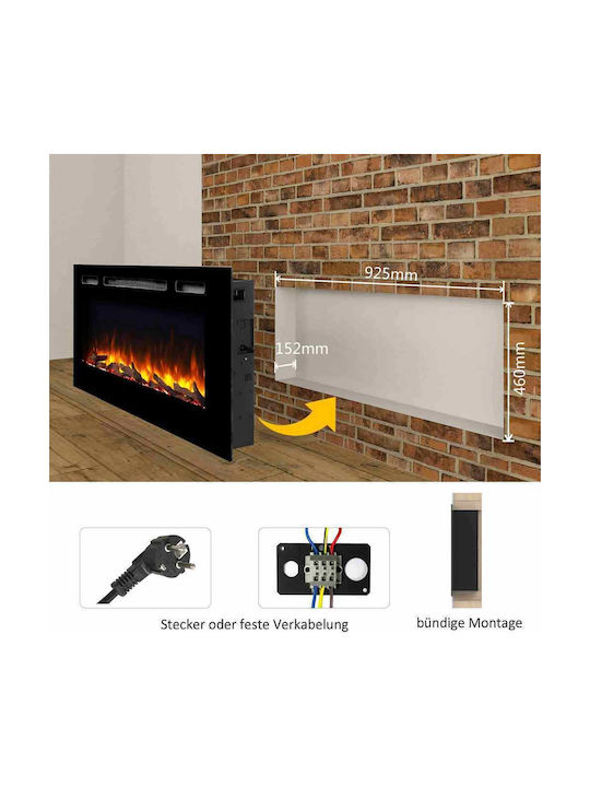 Richen Insert 153 Επιτοίχιο Ηλεκτρικό Τζάκι 2000W 153x51.5cm Μαύρο