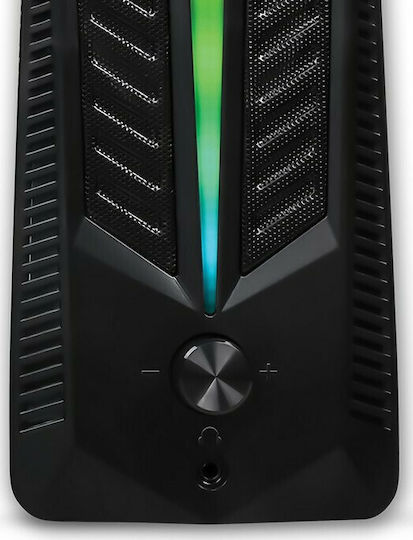 NOD Aurora 2.0 RGB Ηχεία Υπολογιστή 2.0 με RGB Φωτισμό και Ισχύ 16W σε Μαύρο Χρώμα