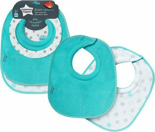 Tommee Tippee Dribble Catching Σαλιάρα Υφασμάτινη με Αυτοκόλλητο Τιρκουάζ για 2 m+ 2τμχ