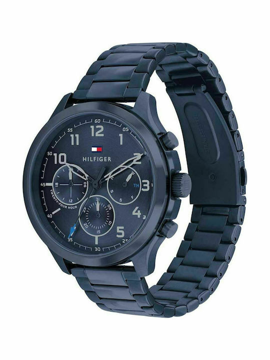 Tommy Hilfiger Asher Men's Watch 44mm Chronograph Battery with Blue Metal Bracelet
