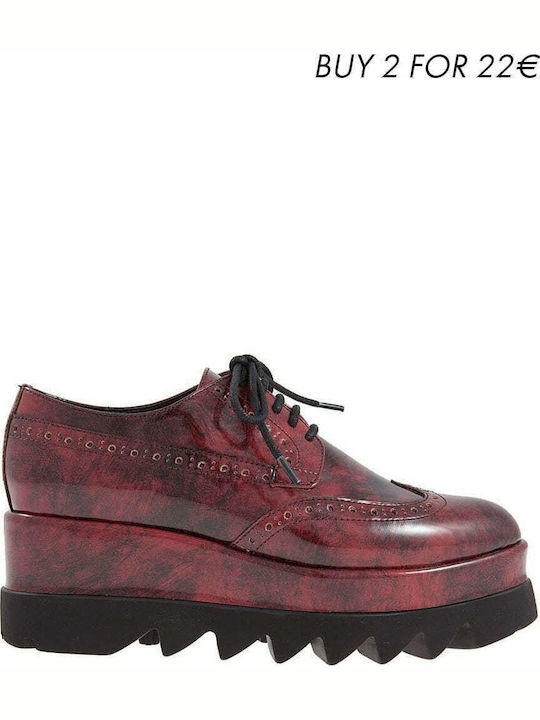 Keep Fred Funky Wine Oxfords Flatform pentru femei în Roșu Culore BBD-500-WINE