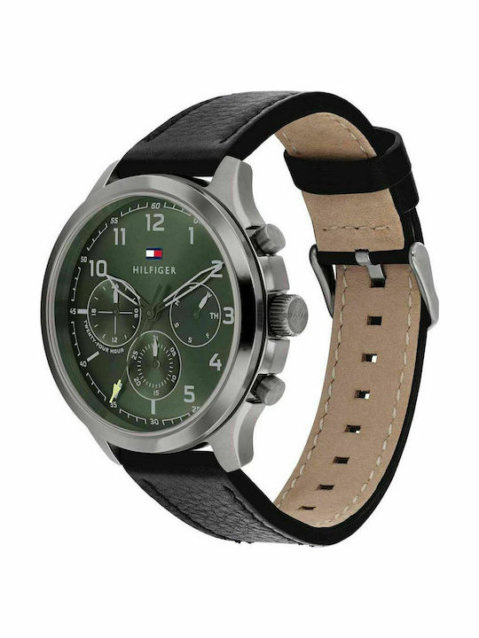 Tommy Hilfiger Asher Men's Watch 44mm Chronograph Battery with Black Leather Strap