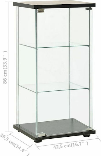 Living Room Display Cabinet Made of Particle Board with Windowed Black from Tempered Glass 42.5x36.5x86cm