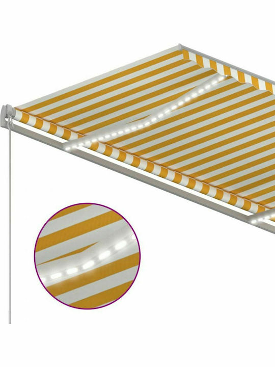 vidaXL Τέντα Βεράντας με Led Κίτρινο / Λευκό 3.5x2.5m
