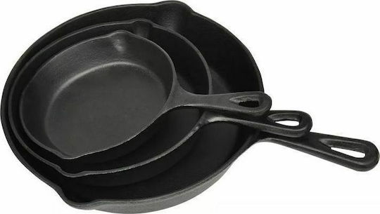 vidaXL Pfannen-Set aus Gusseisen Schwarz 3-teilig
