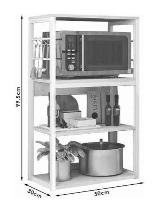 Pakketo Wille Kitchen Rack Metallic 4 Tiers White 50x30x99cm