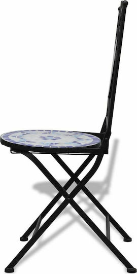 Outdoor Chair Metallic Bistro Blue / White 2pcs 37x44x89cm.