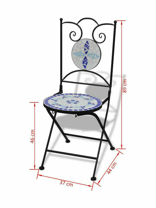 Outdoor Chair Metallic Bistro Blue / White 2pcs 37x44x89cm.