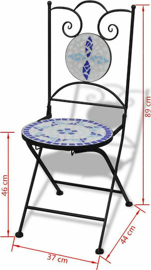 Outdoor Chair Metallic Bistro Blue / White 2pcs 37x44x89cm.