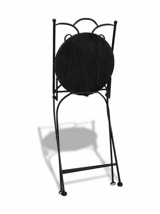 Outdoor Chair Metallic Bistro Black / White 2pcs 37x44x89cm