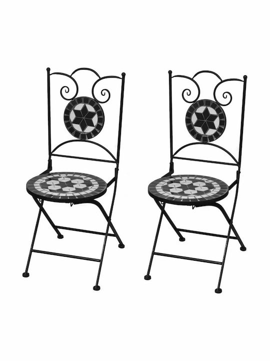 Outdoor Chair Metallic Bistro Black / White 2pcs 37x44x89cm.