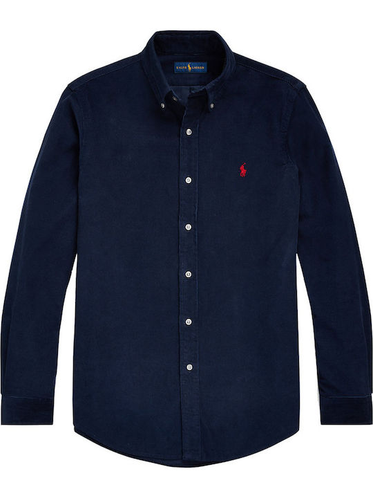 Long-sleeved Corduroy Shirt Blue