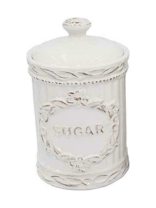 Max Home Vase Sugar with Lid Porcelain In Beige Colour 1pcs