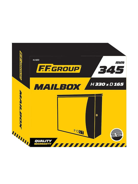 F.F. Group Outdoor Mailbox Metallic Silver - Black 33x16.5x34.5cm