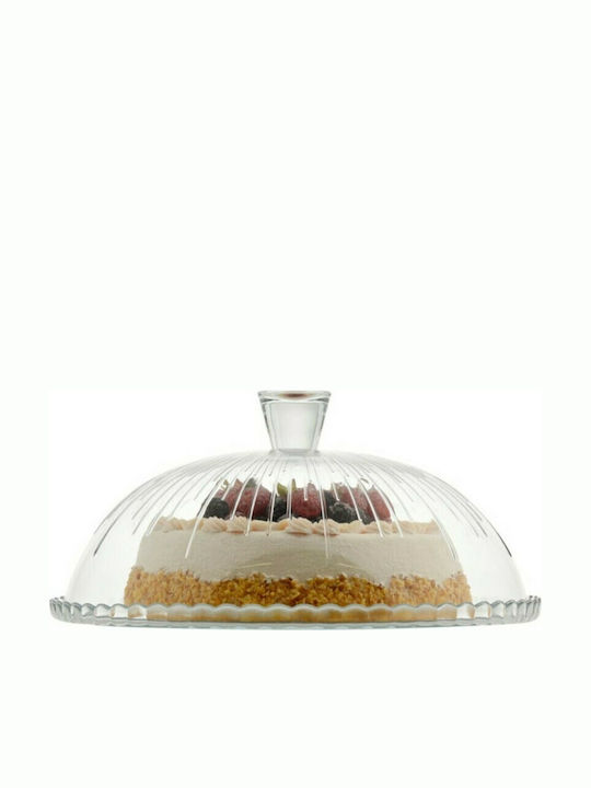 Max Home Transparent Glass Cake Stand with Lid 32x32x12.5cm