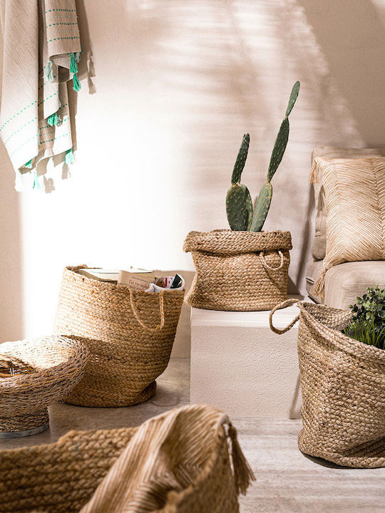 Gofis Home Combo Decorative Basket Wicker with Handles Beige 33x33x35cm