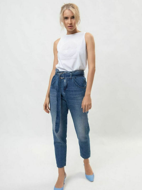 Edward Jeans Tallis-Jus High Waist Women's Jean Trousers in Paperbag Fit