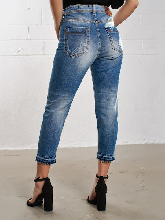 Edward Jeans Darlita-72 Ψηλόμεσο Γυναικείο Jean Παντελόνι με Σκισίματα