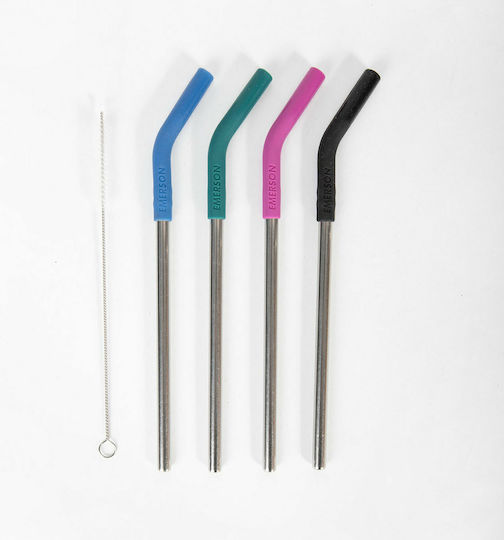 Emerson Straw Metallic Colorful από Ανοξείδωτο Ατσάλι with Brush 211.EU99.08P 5pcs