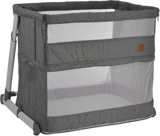Bebe Stars Leagăn-Parc Side To Side Plus cu Saltea, Deschidere Laterală și Roți Gri