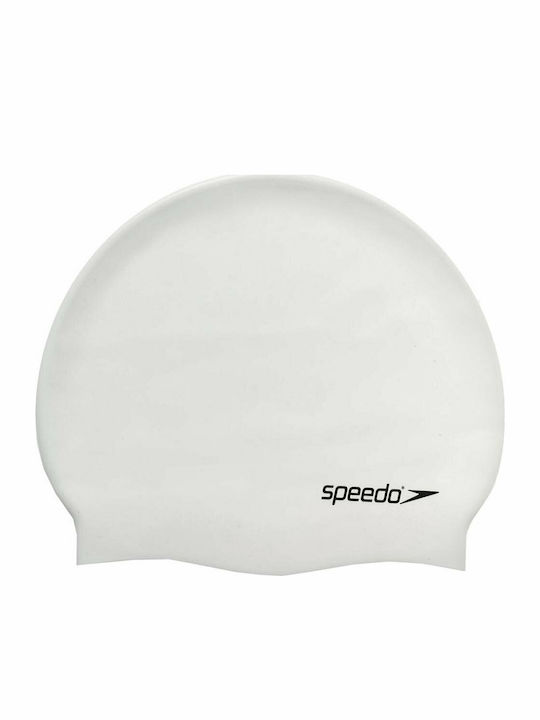 Speedo Plain Flat Silicone Adults Swimming Cap White