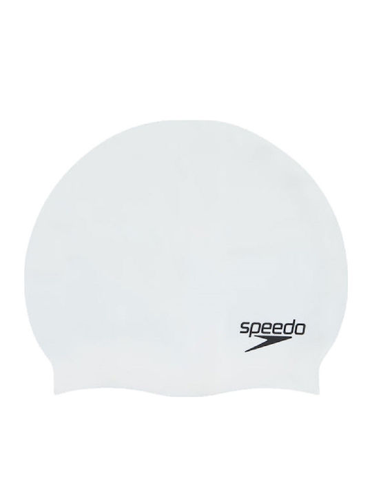 Speedo Plain Flat Silicone Adults Swimming Cap White