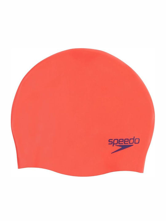 Speedo Plain Moulded Silicone Kids Swimming Cap Orange