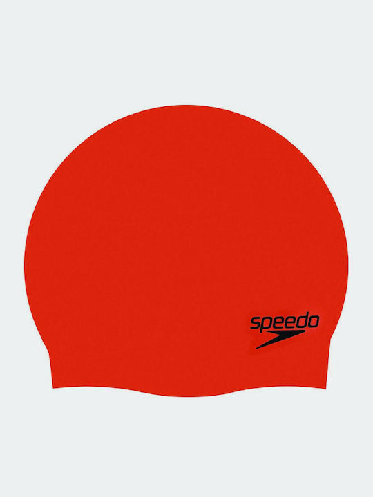 Speedo Plain Moulded Silicone Kids Swimming Cap Orange