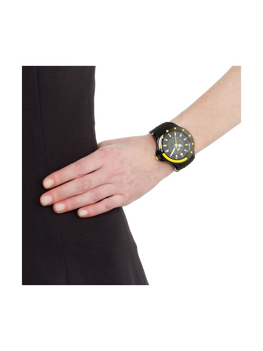 Folli Follie Watch with Black Rubber Strap