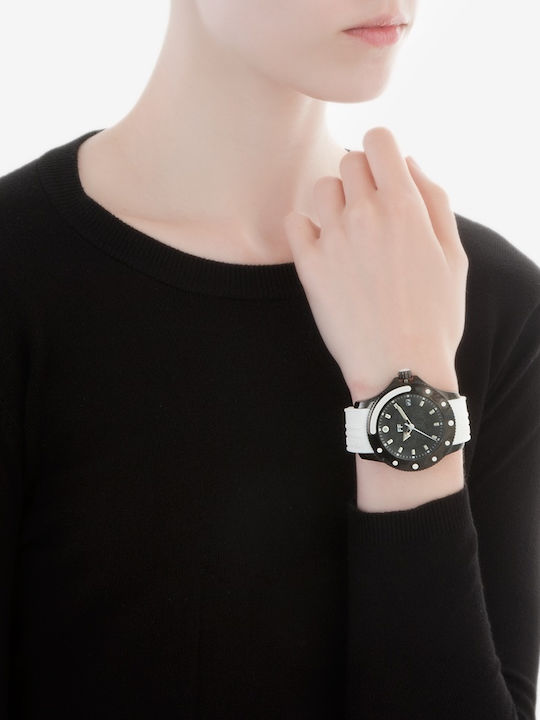 Folli Follie Γυναικείο Ρολόι 42mm Μπαταρίας με Λευκό Καουτσούκ Λουράκι