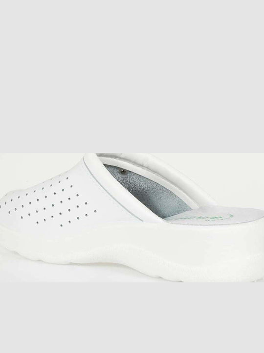 FAME Damen Leder Clogs Weiß