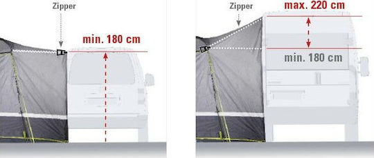High Peak Trentino 2.0 Cort De Camping De Iarnă Pentru Automobil Gri Pentru 2 Persoane 370x280x180cm