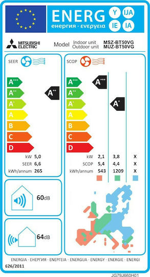 Mitsubishi Electric MSZ-BT VGK Klimaanlage Inverter 18000 BTU A++/A+ mit WiFi und Econo Cool Betrieb