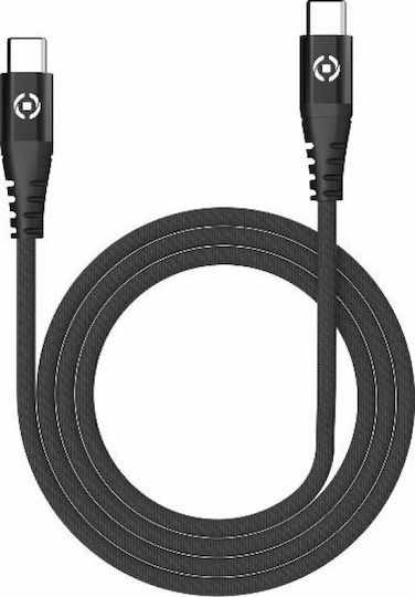Celly Braided USB 2.0 Cable USB-C male - USB-C 100W PD Μαύρο 1m USBCUSBCPDBK