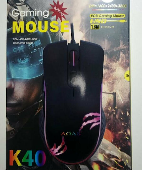 Aoas Aoas K40 RGB Gaming Gaming Maus 3200 DPI Schwarz