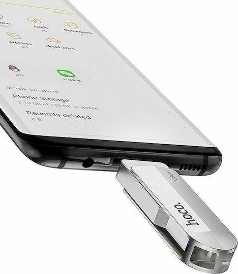 Hoco UD10 64GB USB 3.0 Stick με σύνδεση USB-A & USB-C Ασημί