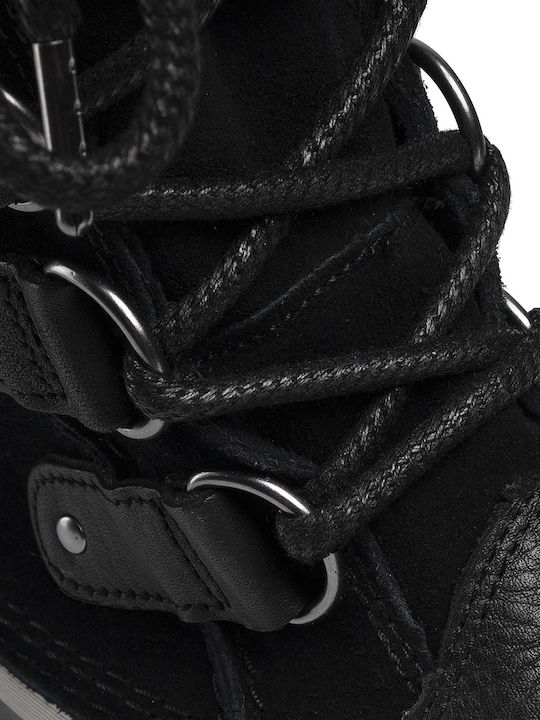 Leather Snow Boots with Laces & Fur Joan Of Arctic Black