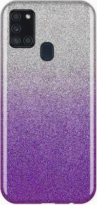 Forcell Shining Back Cover Σιλικόνης Clear/Violet (Galaxy A21s)