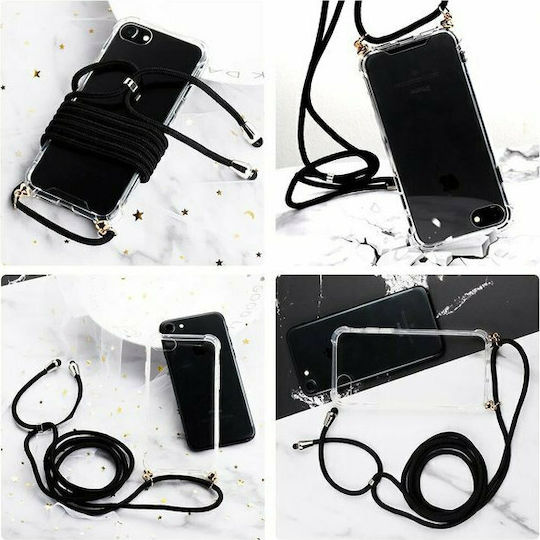 Back Cover Σιλικόνης 1mm με Λουράκι Διάφανο (iPhone 12 / 12 Pro)