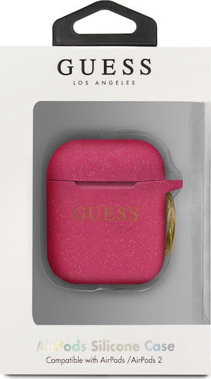 Guess Silicone Case Θήκη Σιλικόνης με Γάντζο σε Φούξια χρώμα για Apple AirPods