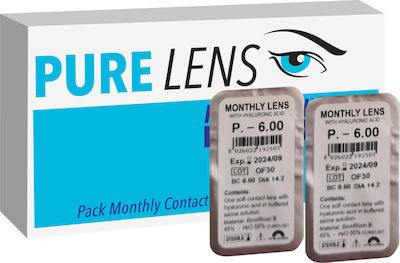 Pure Lens Hyalouronic Acid 2 Μηνιαίοι Φακοί Επαφής Υδρογέλης με UV Προστασία & Pure Hyaluron Care 380ml
