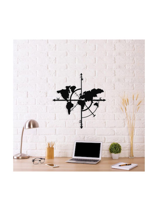 Freebox Decorative Silhouette World Map Black Made of Metal 50x1.5x48cm
